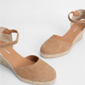 Barbour Beige Espadrille Wedge Shoes